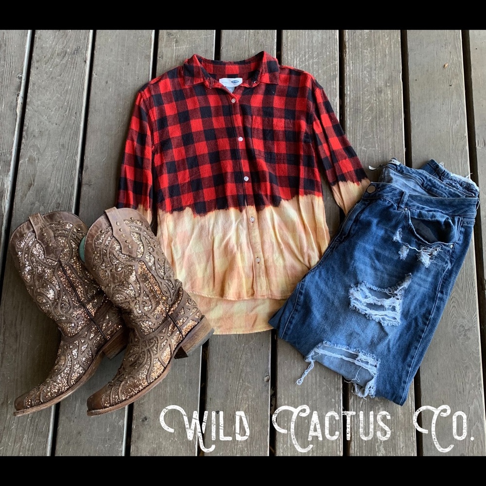 Girls Buffalo Plaid Bleached Flannel Size 10/12